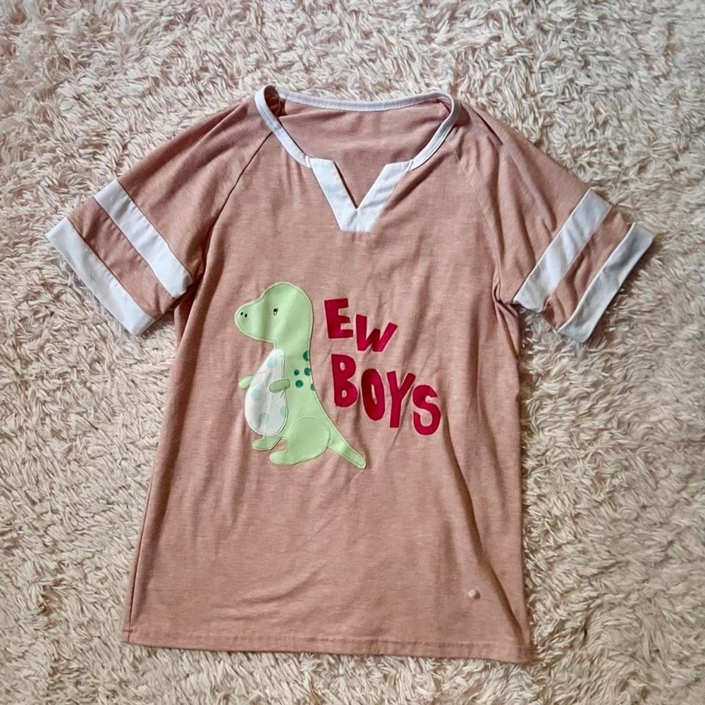 Ew Boys Quirky Satire Dino Feral Unhinged Upcycled Handmade Top Womens S Weird